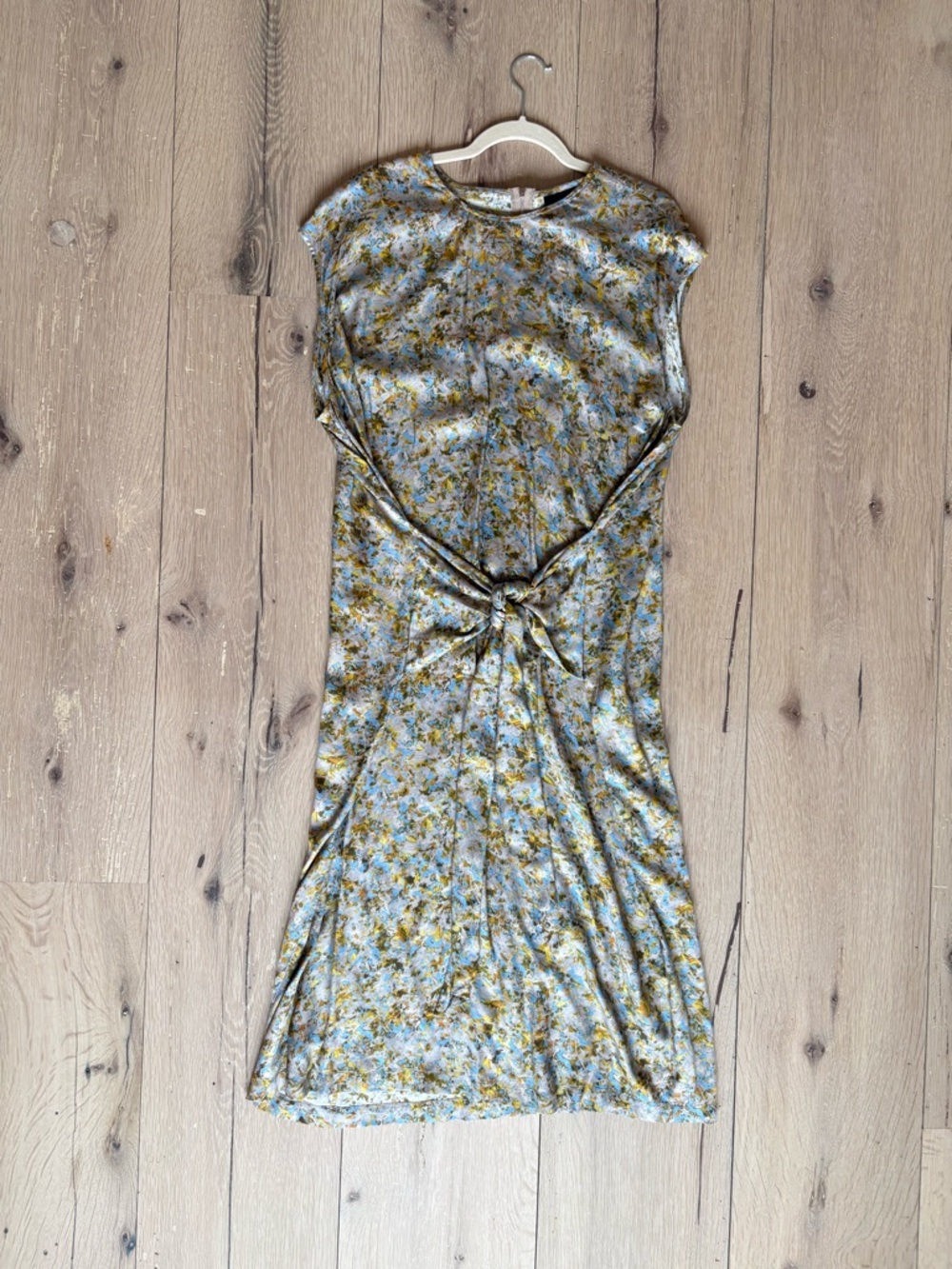 No. 6 Store Blue and Yellow Floral Tie-Front Midi Dress Spring Size 2